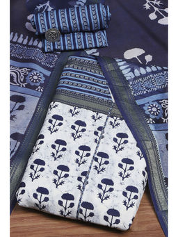 Biba - White Cotton Modal Digital Print Unstitched Dress Material