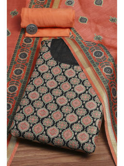 Biba - Black Viscose Rayon Digital Print Unstitched Dress Material