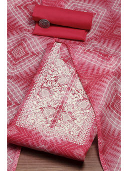 Biba - Pink Cotton Machine Embroidered Unstitched Dress Material