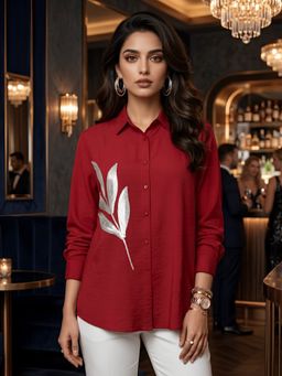 Dora Dori - Women Maroon Chanderi Shirt