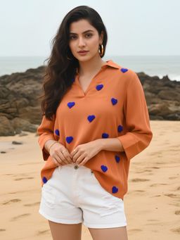Dora Dori - Women Orange Crepe Top
