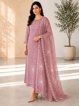 HOUSE OF JAMOTI - Turkish Rose Chanderi Kurta with Pant and Dupatta
