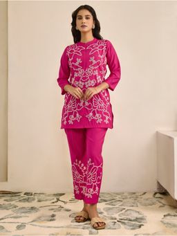 Women Plus - Women Pink Viscose Co-Ord Set