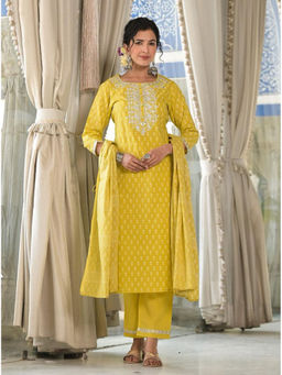 Autumnlane - Radhya Sunshine Cotton Kurta with Pant & Dupatta (Set of 3)