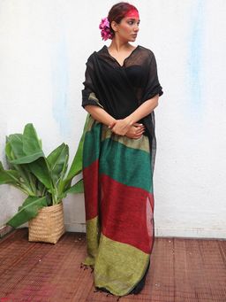 Chidiyaa - Kaali Yogini Handwoven Linen Saree