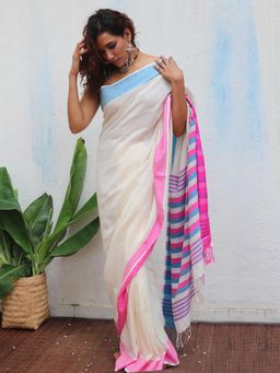 Chidiyaa - Uma Sadhvi Handwoven Linen Cotton Jamdani Saree