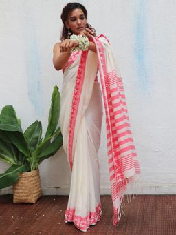 Chidiyaa - Uma Trinetra Handwoven Linen Cotton Jamdani Saree