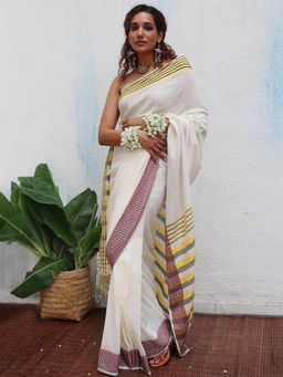 Chidiyaa - Uma Gauri Handwoven Linen Cotton Jamdani Saree