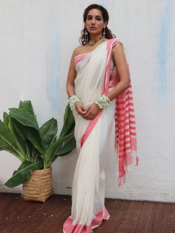 Chidiyaa - Uma Chitra Handwoven Linen Cotton Jamdani Saree