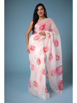 Zari Jaipur - Organza Printed Saree with Unstitched Blouse