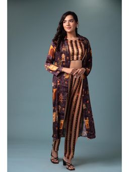 Zari Jaipur - Purple Viscose Printed Co-Ord (Set of 3)