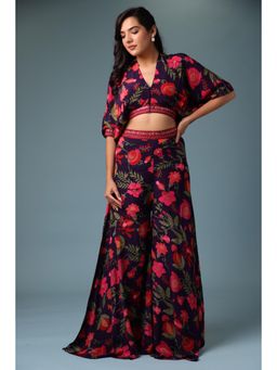 Zari Jaipur - Purple Viscose Floral and Embroidery Co-Ord (Set of 2)