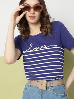 VERO MODA - Women Blue Casual Wear T-shirt