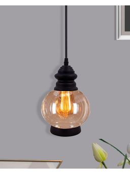 Homesake - Round Pendant Light Amber Glass Light