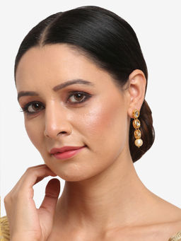 Ruby Raang Studio - Dusk Dew Kundan Earrings with Pearl Drop
