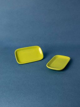 Freedom Tree - Solid Astral Green Ceramic Rectangle Palette (Set Of 2)