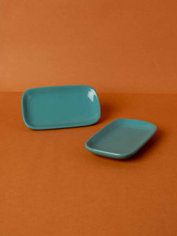 Freedom Tree - Solid Handcrafted Ceramic Rectangle Palette (Set Of 2)