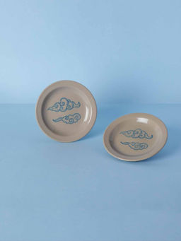 Freedom Tree - Clouds Handpainted Ceramic Tapas Plate (Set Of 2)