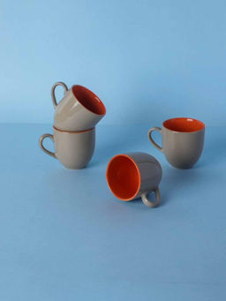 Freedom Tree - Solid Handpainted Ceramic Baga Tea Cup (Set Of 4)