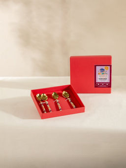 Freedom Tree - Gypsy Rose Enamel Painted Steel Dessert Spoon (Set Of 4)