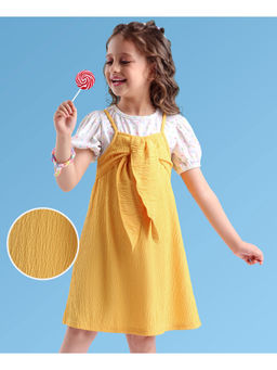 Hola Bonita - Mustard Polka Dots Regular Dress with T-Shirt