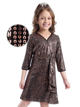 Hola Bonita - Black Embellished A-Line Dress