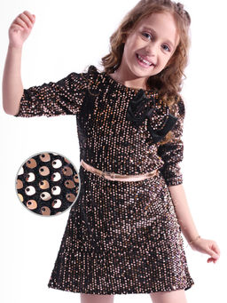 Hola Bonita - Black Embellished Regular Dress with Belt