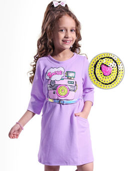 Hola Bonita - Lavender Embellished Regular Dress with Belt