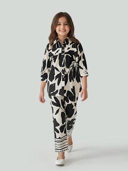 Bella Moda - Cream Printed Regular Tunic with Pant