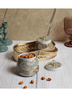 Amaya Decors - Bird Print Jar with Basket