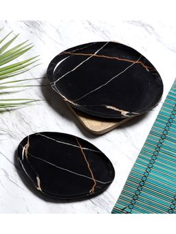 Amaya Decors - Black Gold Metal Oval Platters