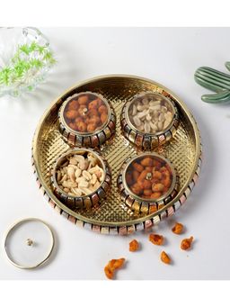 Amaya Decors - Brass Bowls with Tray