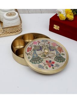 Amaya Decors - Brass Meena Masala Box with Lid