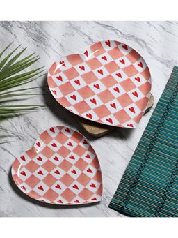 Amaya Decors - Pink Heart Shape Metal Platters