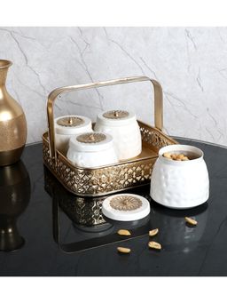 Amaya Decors - White Jar with Basket