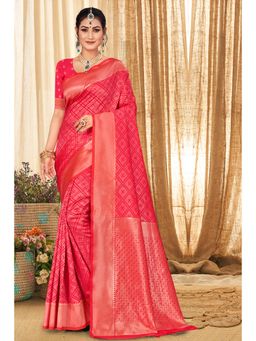 EXCLUSIVA - Pink Banarasi Saree with Unstitched Blouse