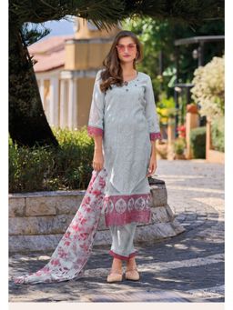 Autumnlane - Lamhe Softblue Full Embroidered Schiffli Kurta Pant with Dupatta (Set of 3)