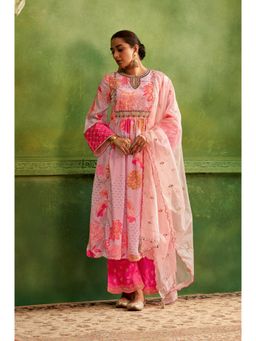 Autumnlane - Adya Gulab Luxury Flared Kurta Pant with Dupatta (Set of 3)