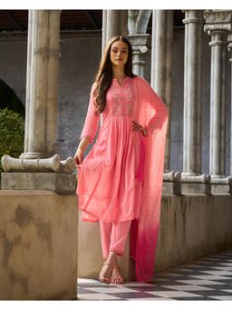 Autumnlane - Kabila Apricot Kurta Pant with Dupatta (Set of 3)