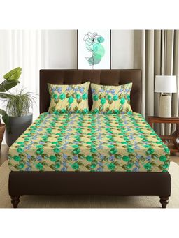 Story@Home - 180 Tc Multicolor Floral Microfiber Double Size Bedsheet with 2 Pillow Covers (Queen)
