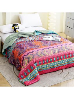 Story@Home - 240 Gsm Printed Double Comforter For Mild Winter Purple Queen