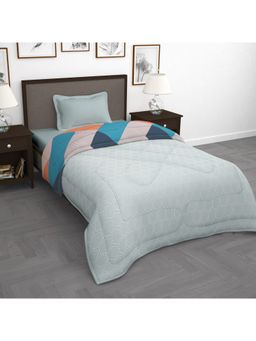 Story@Home - Polyester Microfibre 180 Gsm Light Orange Abstract 1 U Single Reversible Comforter