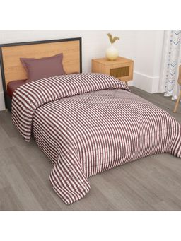 Story@Home - Polyester Microfibre 180 Gsm Maroon Stripes 1 U Single Reversible Comforter
