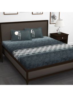 Story@Home - Multicolor Grey Geometric King Size Bedsheet with 2 Pillow Covers