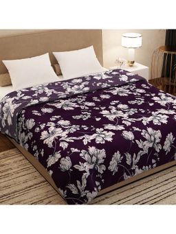 Story@Home - Polyester Double Bed Blanket (Wine Floral ) (Queen)