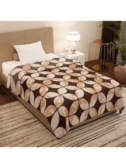 Story@Home - Polyester Single Bed Blanket (Brown & Beige Geometric )