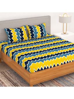Story@Home - Bedspun Microfiber Blue 1 U Double Size Bed Sheet with 2 Pillow Covers (Queen)