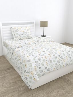 Haus & Kinder - Percale 210 Tc Single Flat Bedsheet, Woodland Animal, Multi-color