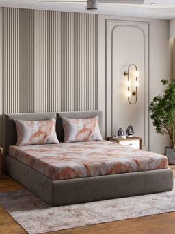 Haus & Kinder - Signature Combed 210 Tc King Fitted Bedsheet, Brushed Clay, Multi-color