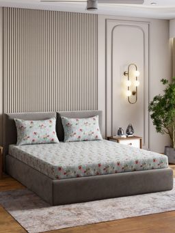 Haus & Kinder - Signature Combed 210 Tc King Fitted Bedsheet, Fabled Fig, Multi-color